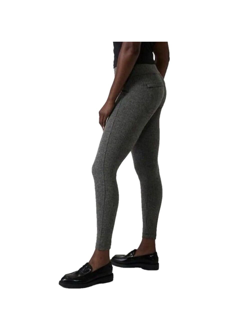 ATHLETA Delancey Herringbone Tight Small Black & Tan Taupe Zip Pockets Like New